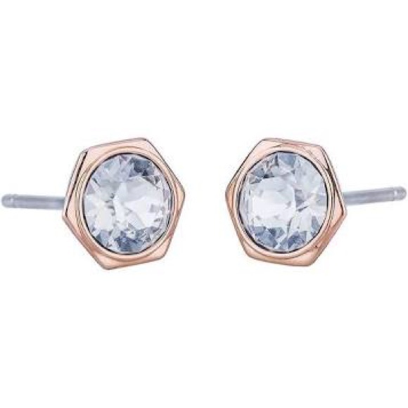 Swarovski Jewelry - Authentic Swarovski Rose Gold Hexagonal Studs